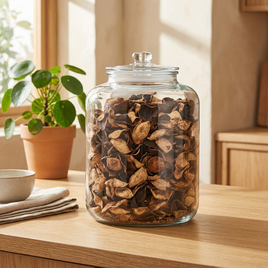 Jarwell™ Round Glass Storage Jar in a calm home setting