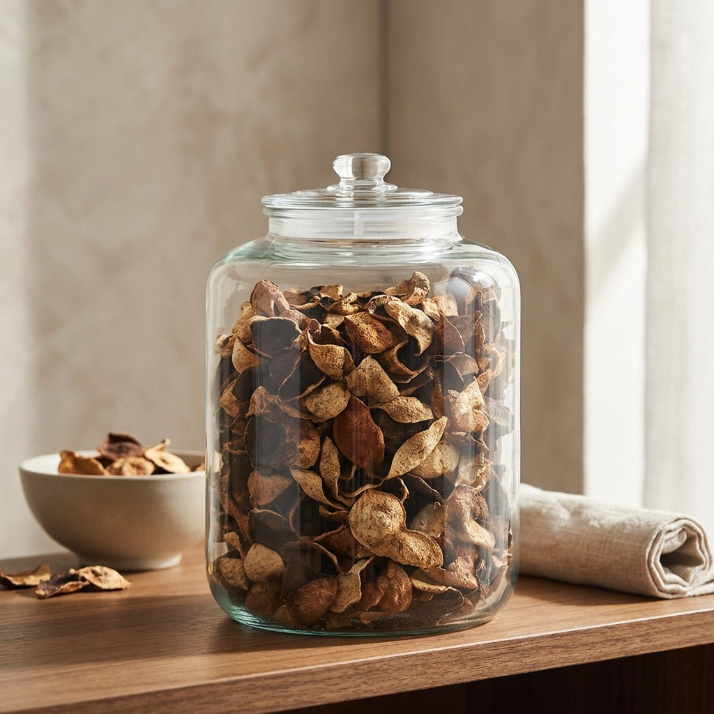 Jarwell™ Round Glass Storage Jar, styled close view