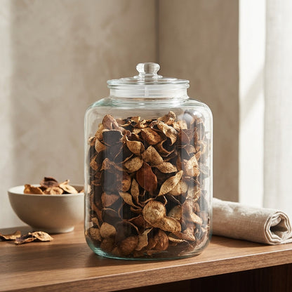 Jarwell™ Round Glass Storage Jar, styled close view