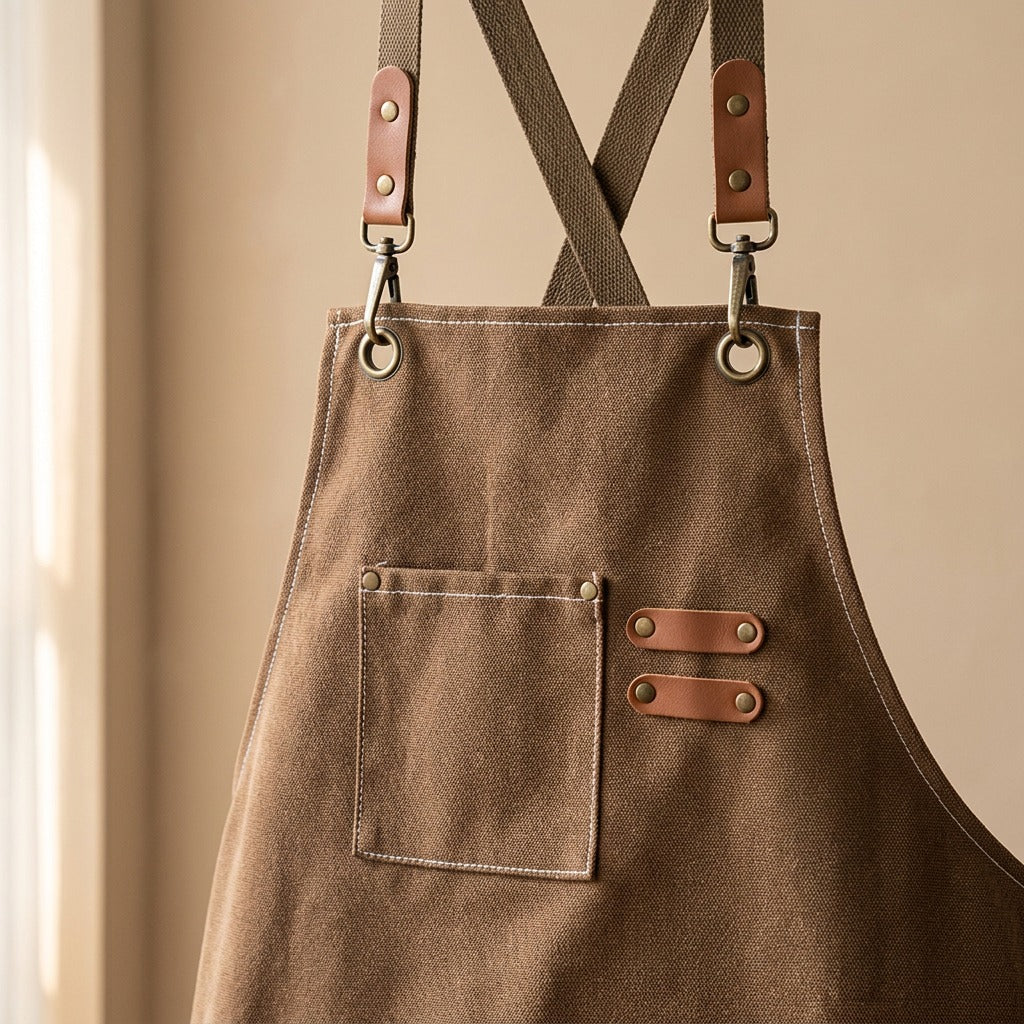 Cookweave™ Polyester-Cotton Canvas Kitchen Apron, material and detail close-up