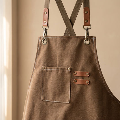 Cookweave™ Polyester-Cotton Canvas Kitchen Apron, material and detail close-up