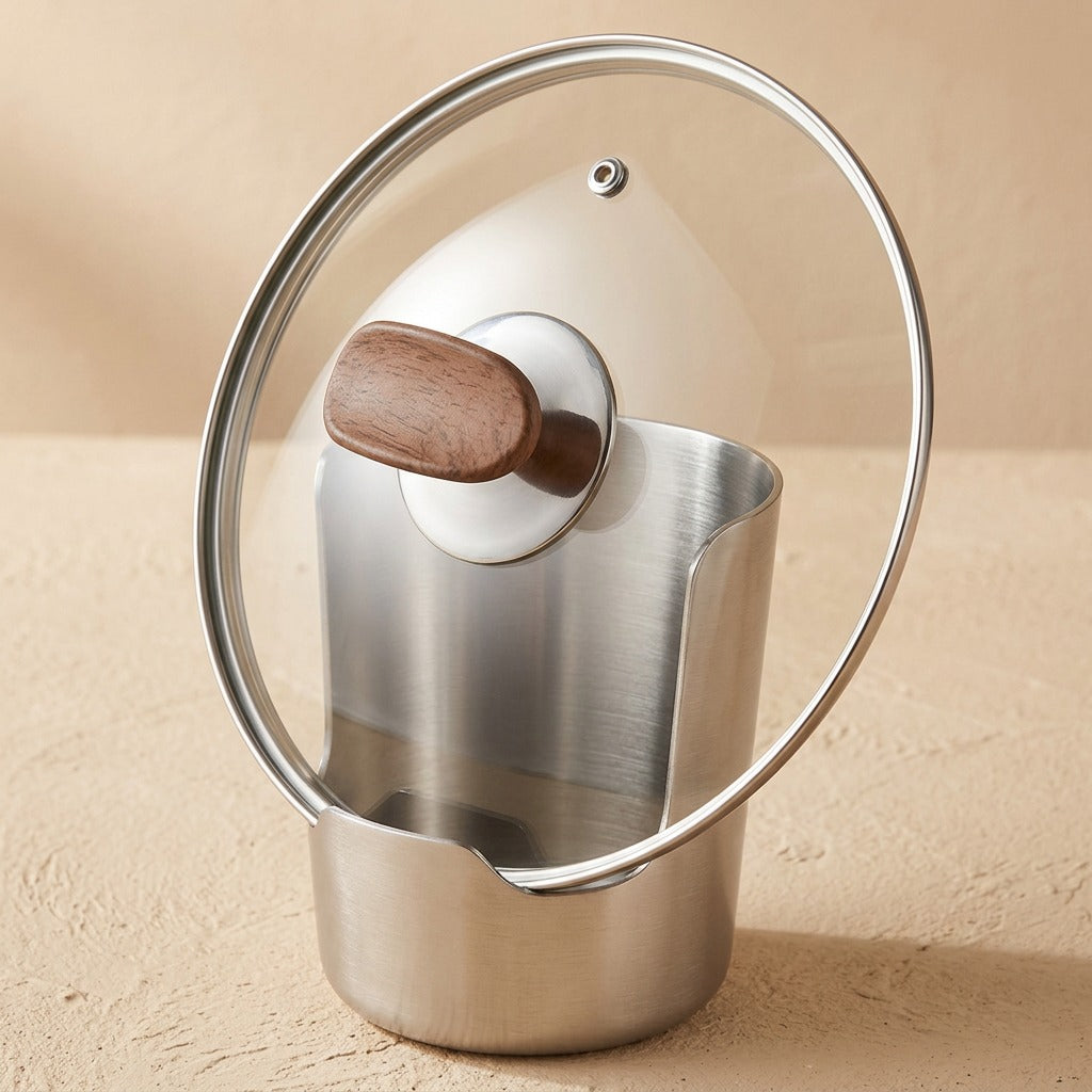 Spoonrest™ 304 Stainless Steel Spoon Holder, material and detail close-up