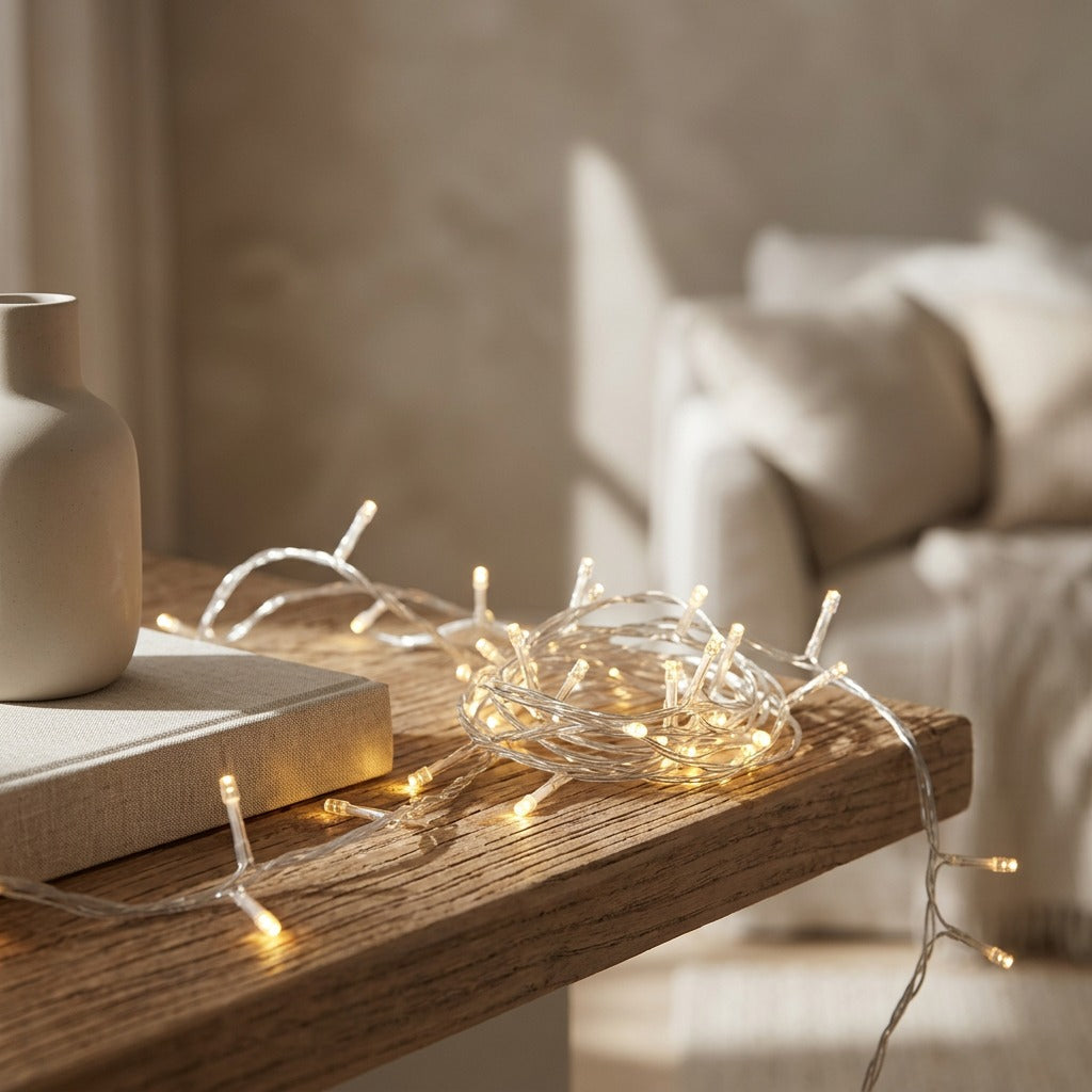 Twinklit™ Flashing LED String Lights, styled close view