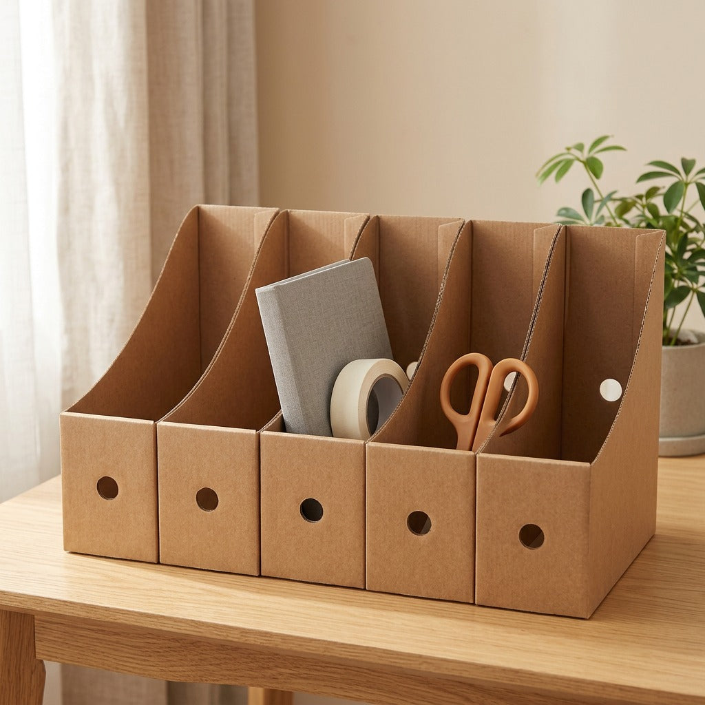 Paperloft™ Paper Desktop File Rack in a calm home setting