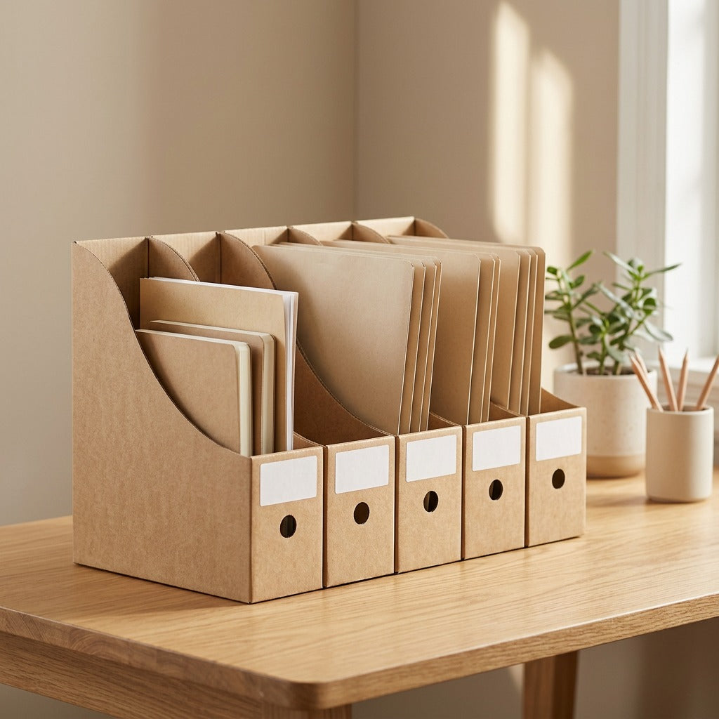 Paperloft™ Paper Desktop File Rack, styled close view