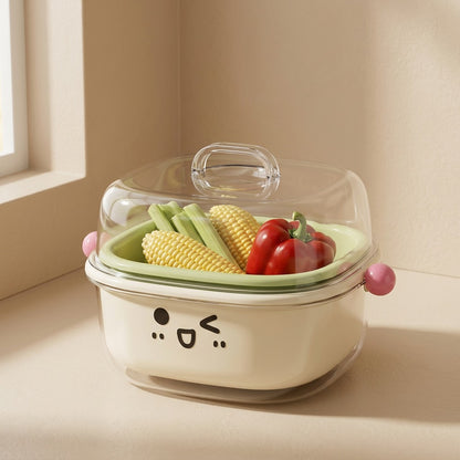 Lidbasket™ Double-Layer Draining Basket With Lid