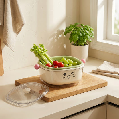 Lidbasket™ Double-Layer Draining Basket With Lid in a calm home setting