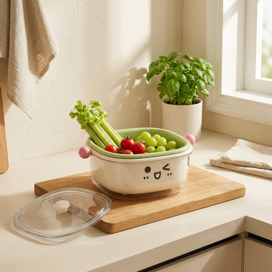 Lidbasket™ Double-Layer Draining Basket With Lid in a calm home setting