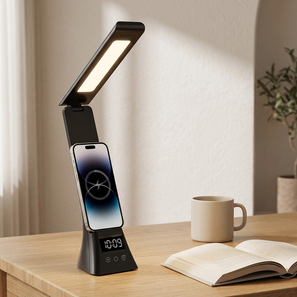 Chargelume™ Wireless Charging Desk Lamp, styled close view