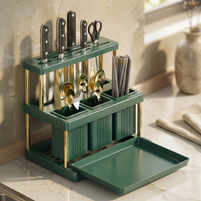 Panperch™ Stainless Steel Kitchen Storage Rack, styled close view