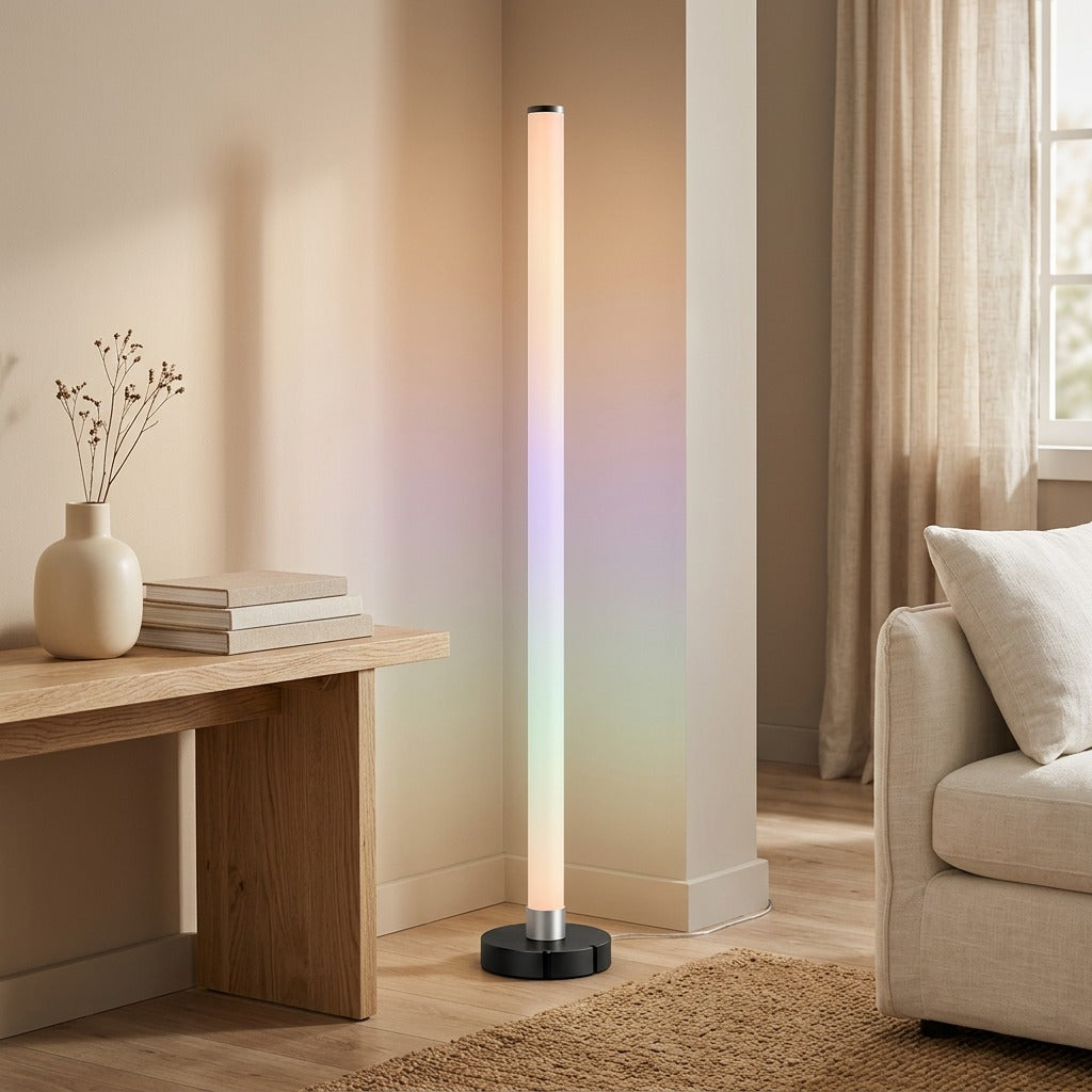 Cornerhue™ RGB LED Corner Floor Lamp, styled close view