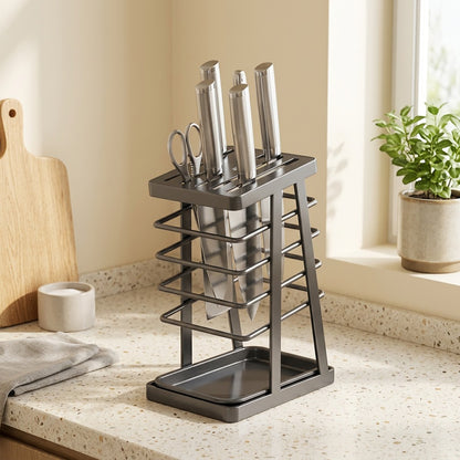 Bladebay™ Carbon Steel Kitchen Knife Holder in a calm home setting