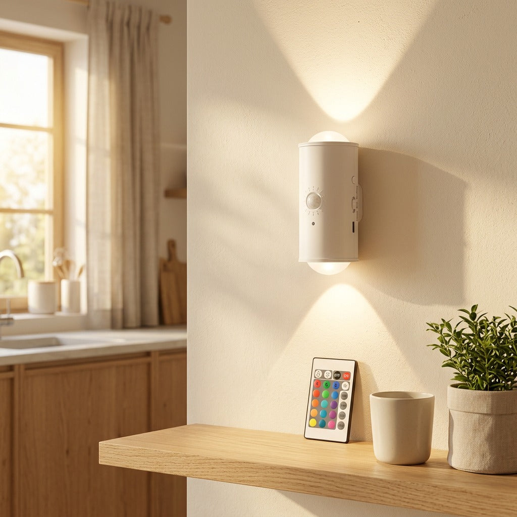 Remoteglow™ Remote-Controlled Rechargeable Cabinet Light in a calm home setting