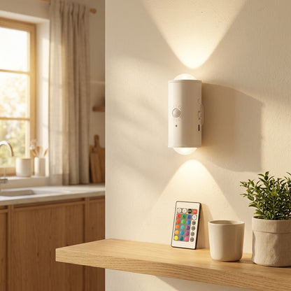 Remoteglow™ Remote-Controlled Rechargeable Cabinet Light in a calm home setting