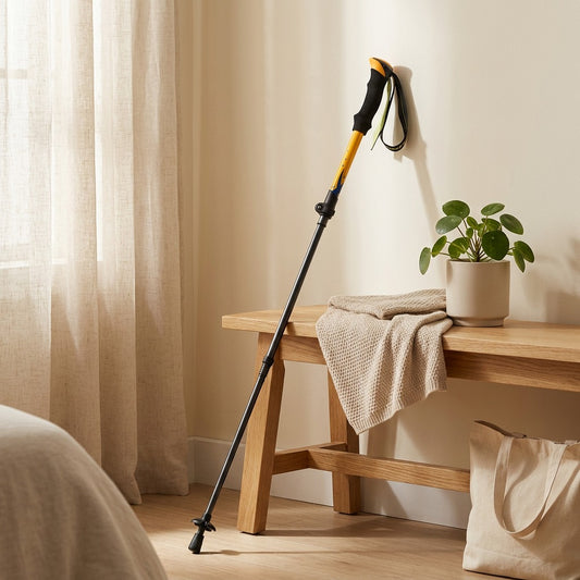 Trailflex™ 7075 Aluminum Folding Trekking Pole in a calm home setting