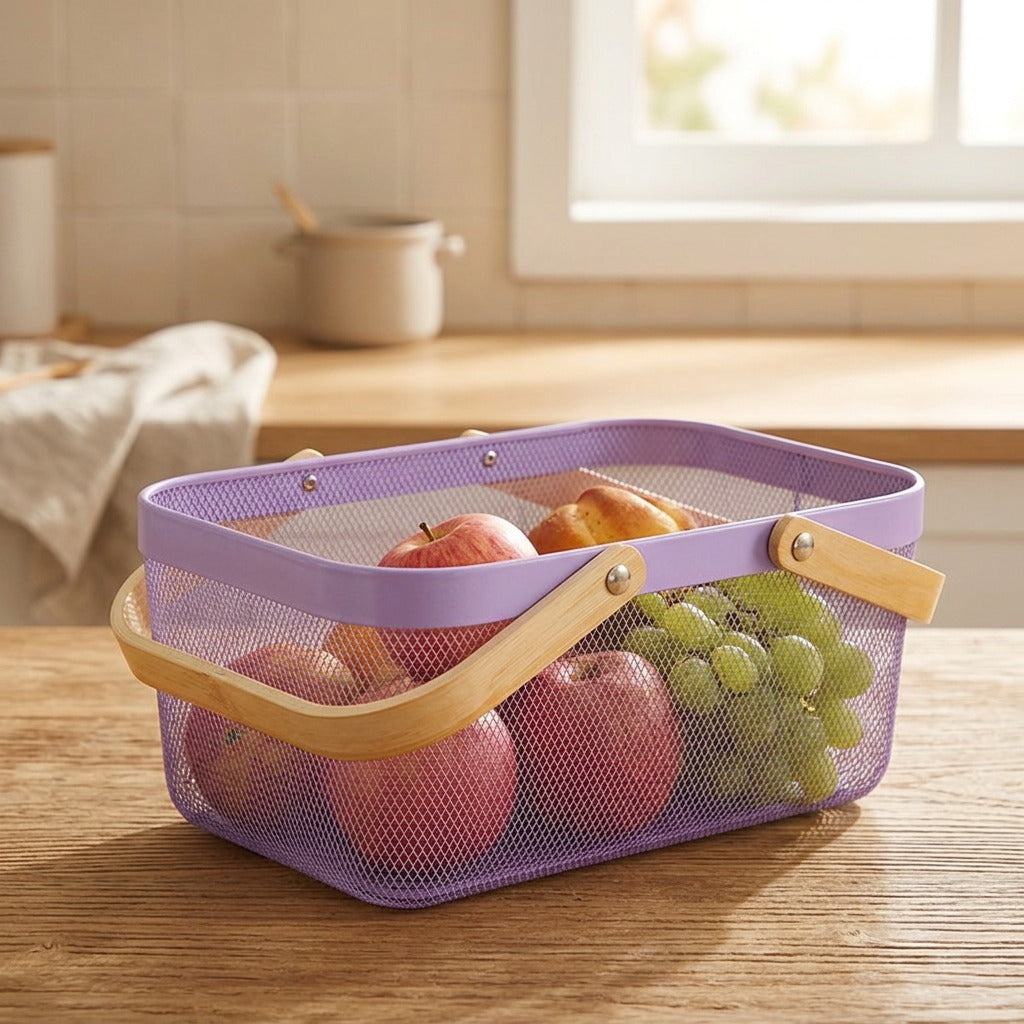 Harvestow™ Iron Fruit And Vegetable Basket, styled close view