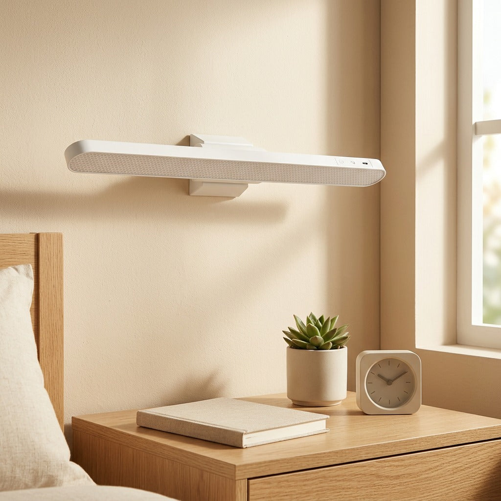 Bedglimmer™ Rechargeable Touch Bedside Wall Lamp in a calm home setting