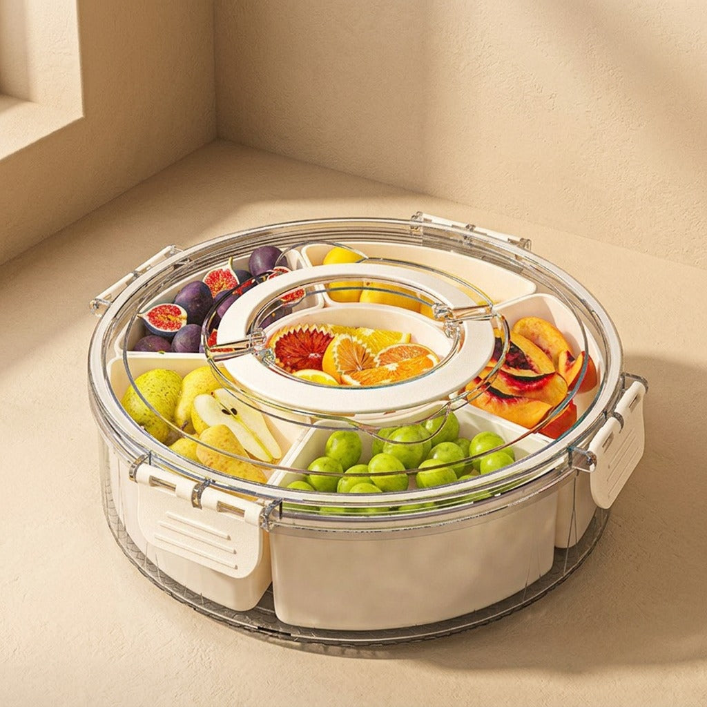 Spinstore™ Six-Compartment Rotating Storage Box, material and detail close-up