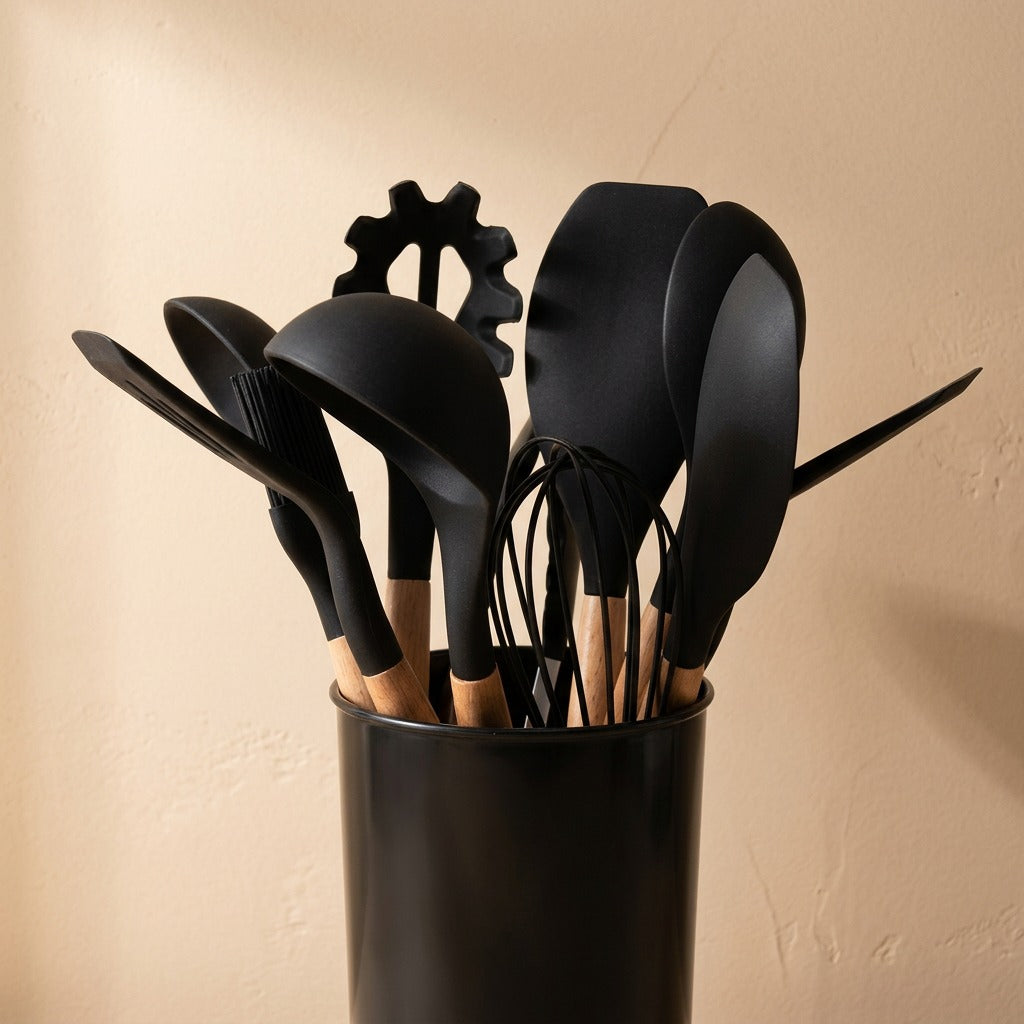 Softstir™ 12-Piece Silicone Kitchen Utensil Set, material and detail close-up