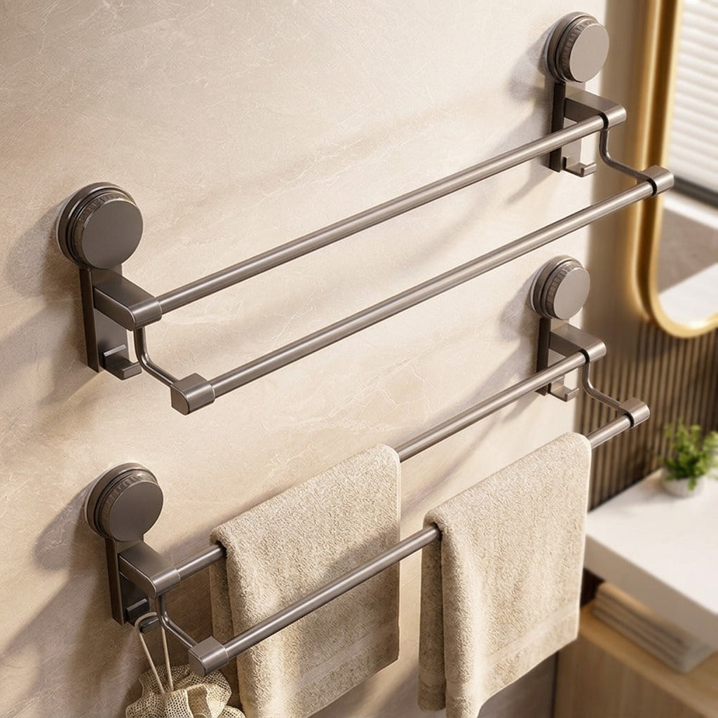 Clingrail™ Suction Cup Bathroom Towel Rack, styled close view
