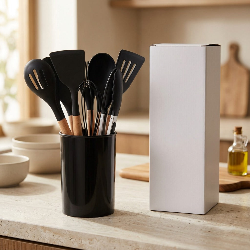 Stirshare™ 12-Piece Silicone Spatula And Soup Spoon Set, styled close view