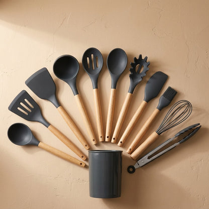 Stirserve™ 12-Piece Silicone Kitchen Utensil Set, material and detail close-up