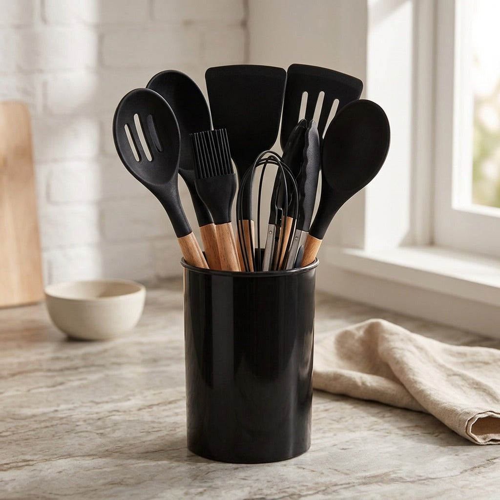 Stirserve™ 12-Piece Silicone Kitchen Utensil Set, styled close view