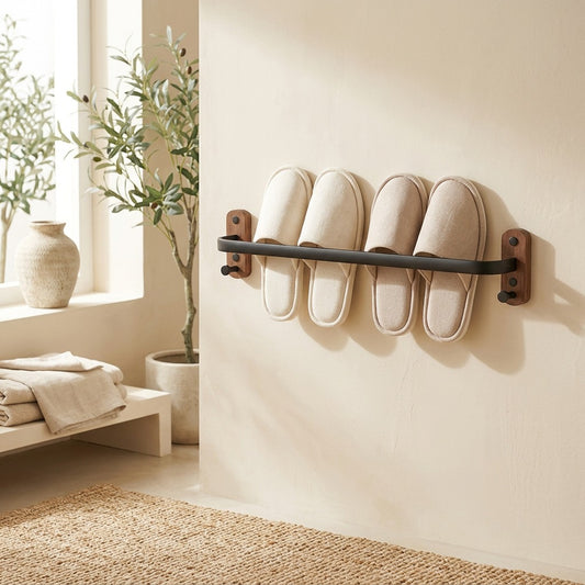 Wallsole™ Space Aluminum Wall-Mounted Shoe Rack in a calm home setting