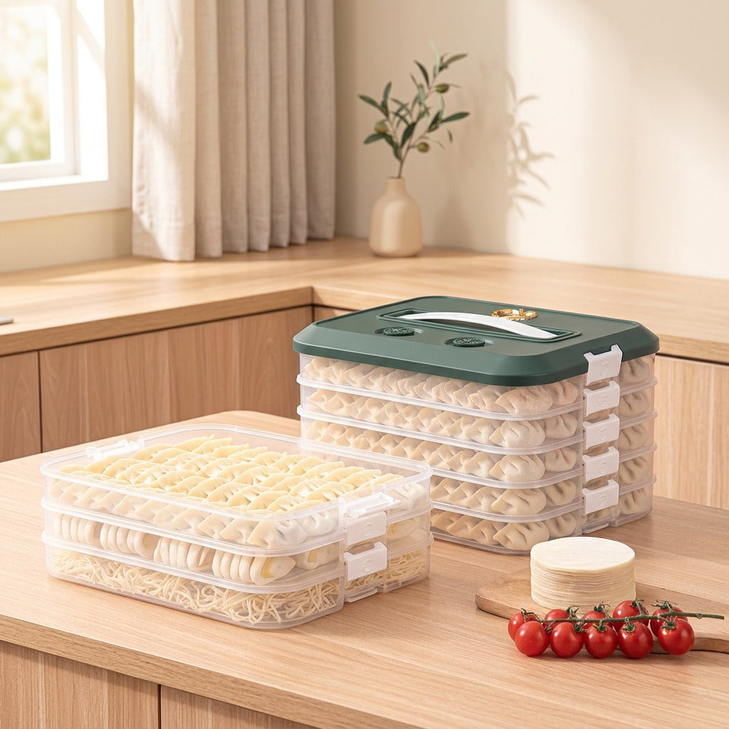 Doughkeeper™ PP Dumpling Storage Box in a calm home setting