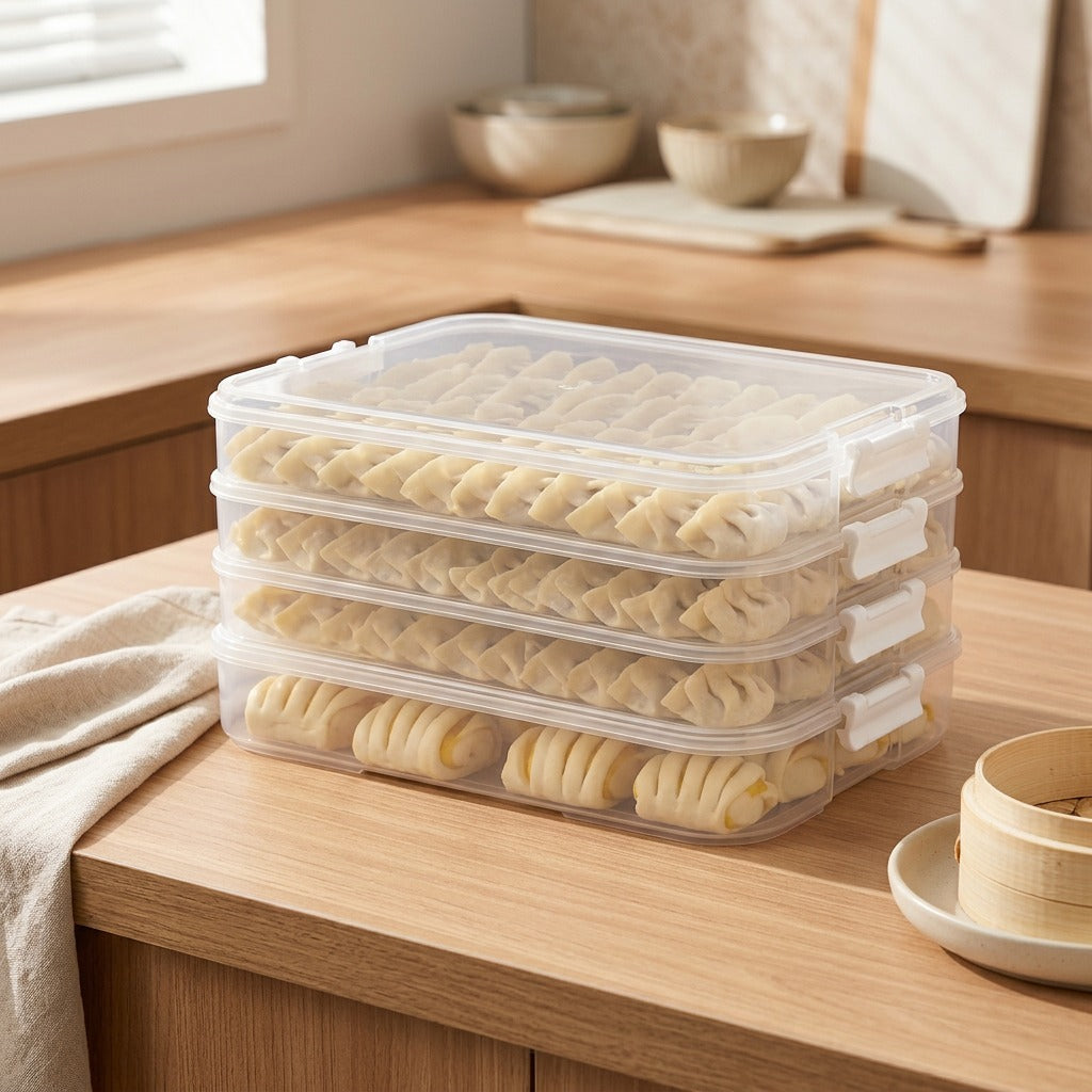 Doughkeeper™ PP Dumpling Storage Box, styled close view