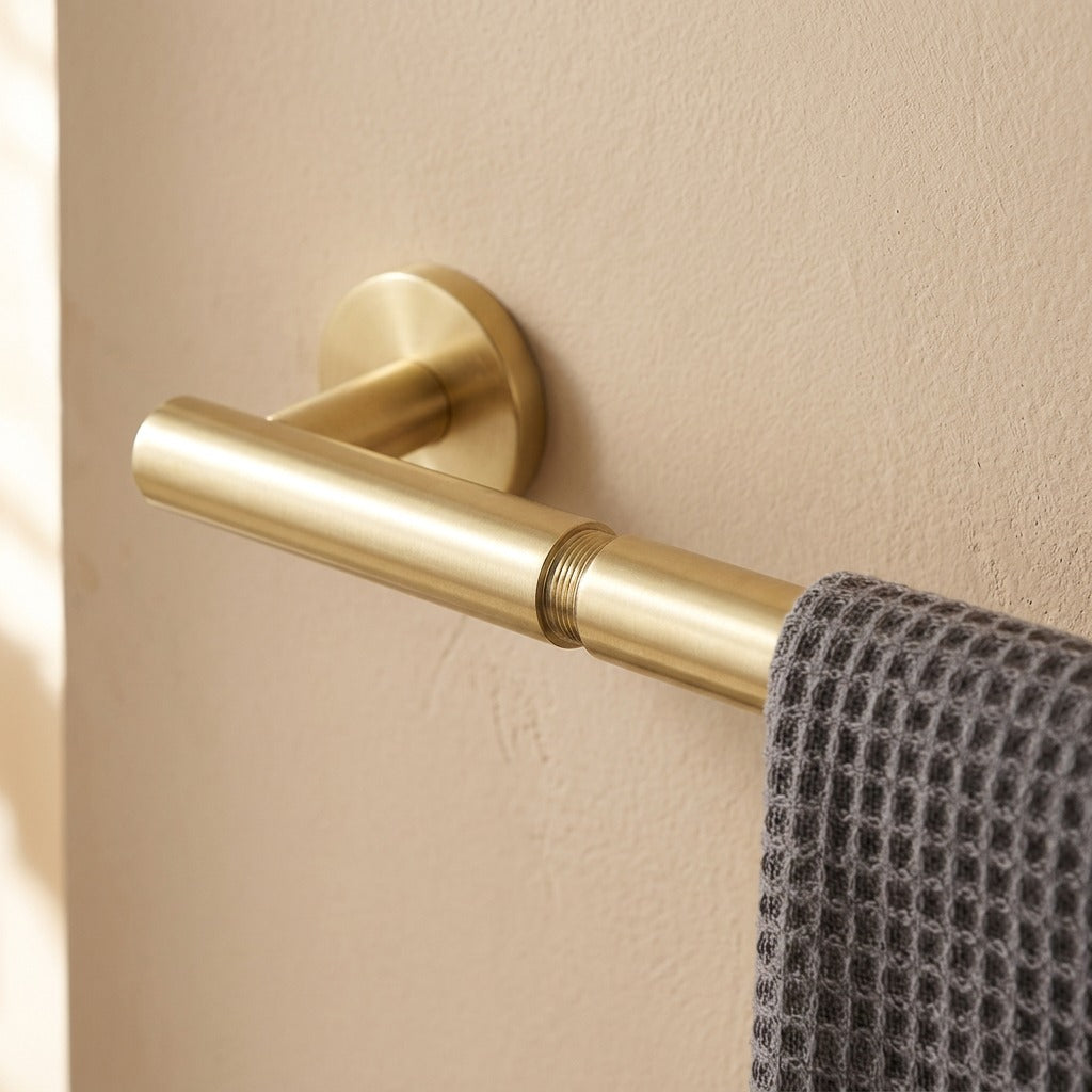 Linenperch™ Stainless Steel Bathroom Towel Bar, material and detail close-up