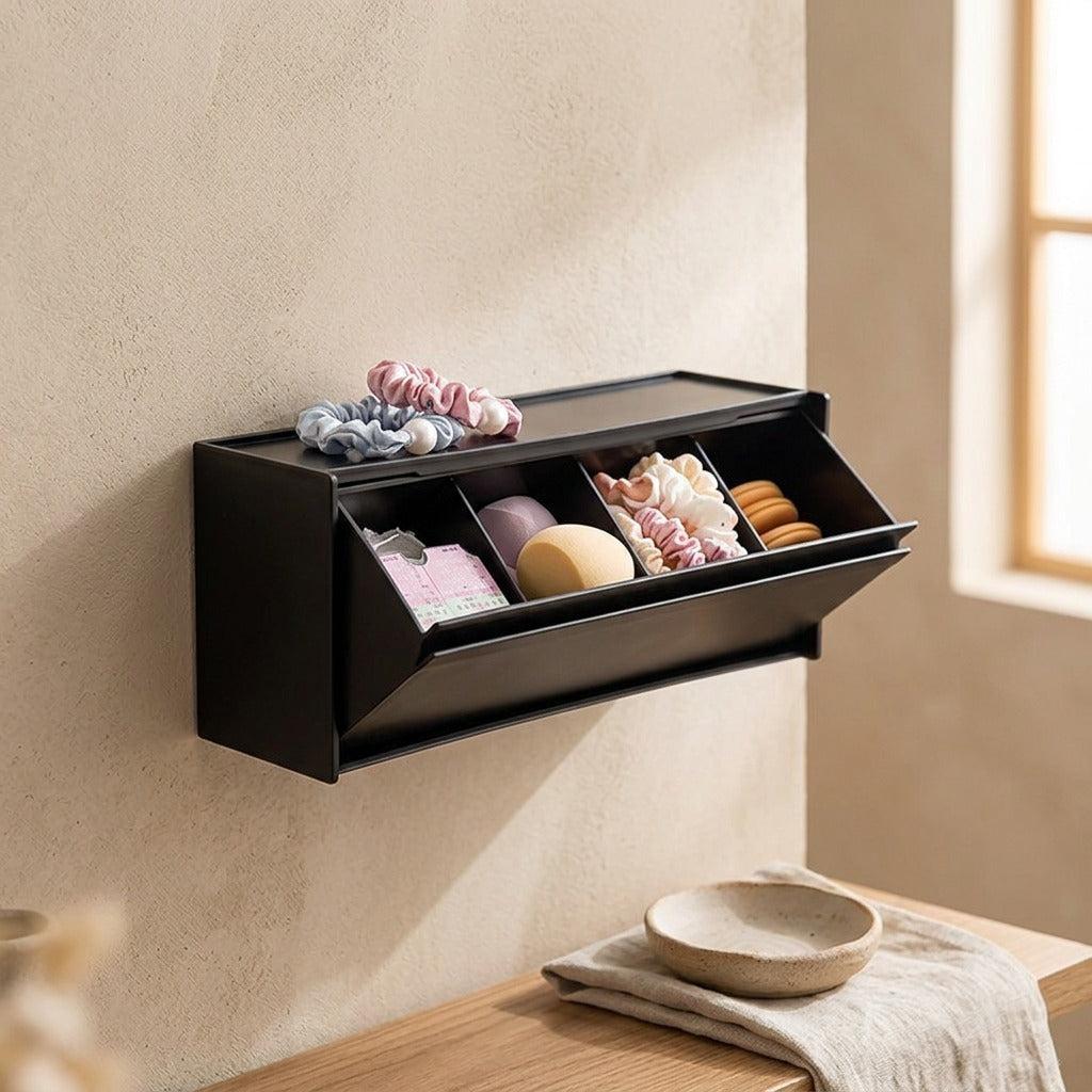 Wallstash™ Covered Wall-Mounted Storage Box, styled close view