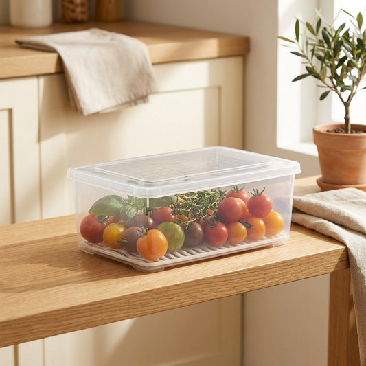 Chillstow™ Plastic Refrigerator Storage Box in a calm home setting