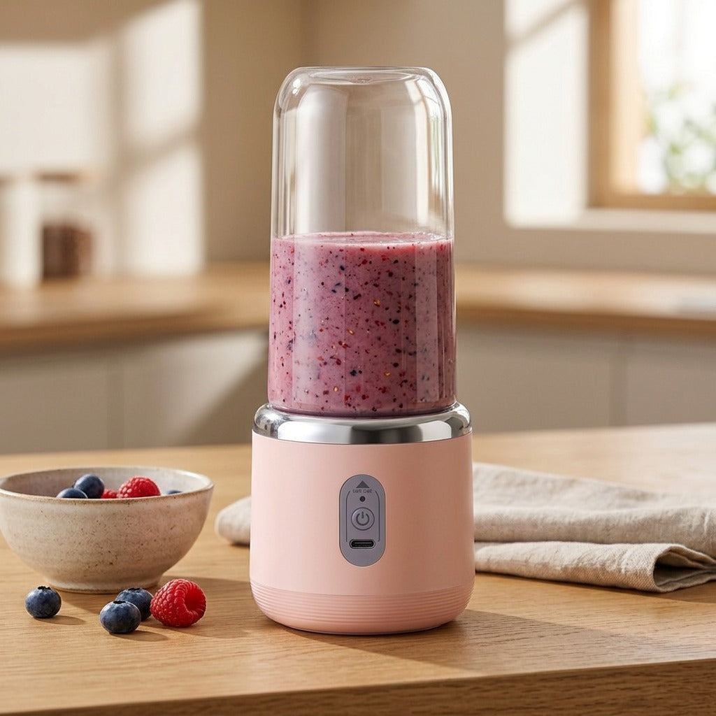 Fruitwhirl™ Rechargeable Portable Juice Cup Blender, styled close view