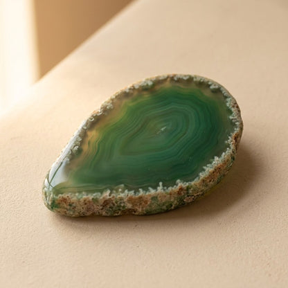 Stoneglint™ Double-Polished Agate Stone Slice, material and detail close-up