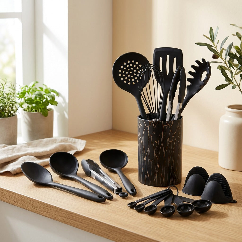 Panwise™ Silicone Spatula Kitchen Utensil Set in a calm home setting