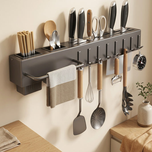 Knifecove™ Carbon Steel Kitchen Knife Storage Rack in a calm home setting