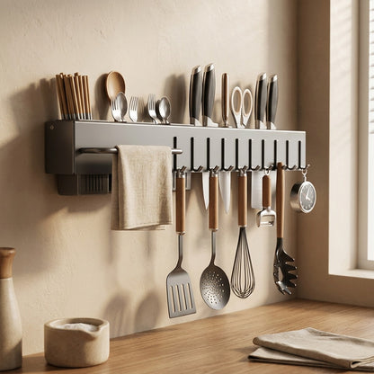 Knifecove™ Carbon Steel Kitchen Knife Storage Rack, styled close view