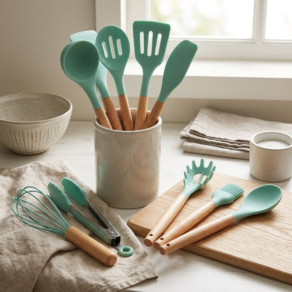 Flexturn™ 12-Piece Silicone Spatula Set, styled close view