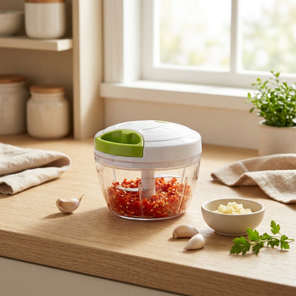 Pullmince™ Hand-Pulled Garlic Masher in a calm home setting