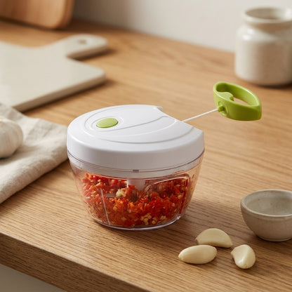 Pullmince™ Hand-Pulled Garlic Masher, styled close view