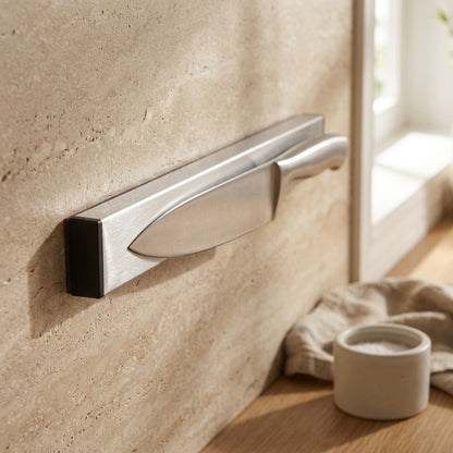 Knifebase™ 304 Stainless Steel Magnetic Knife Holder, styled close view