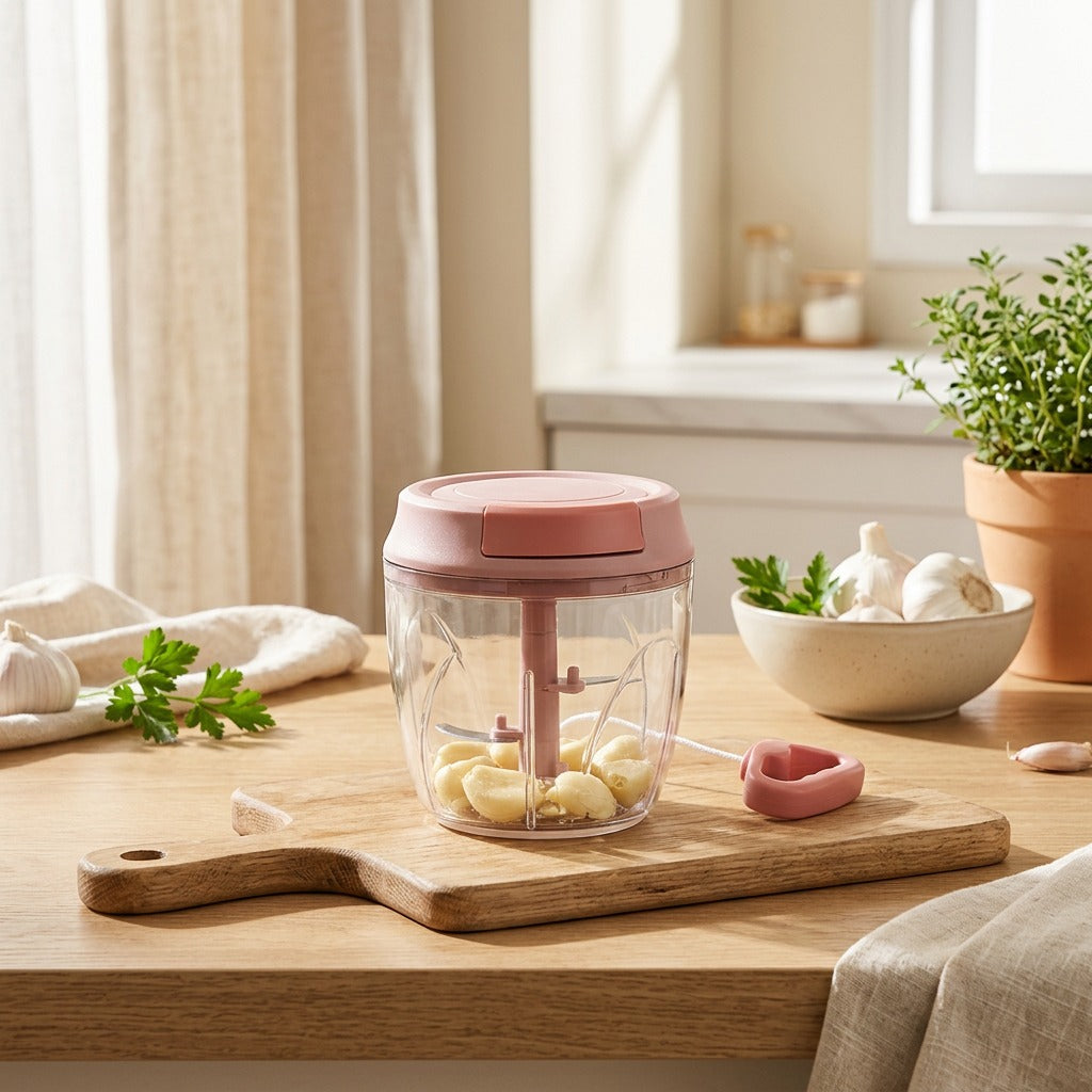 Clovemash™ Manual 500ml Garlic Masher in a calm home setting