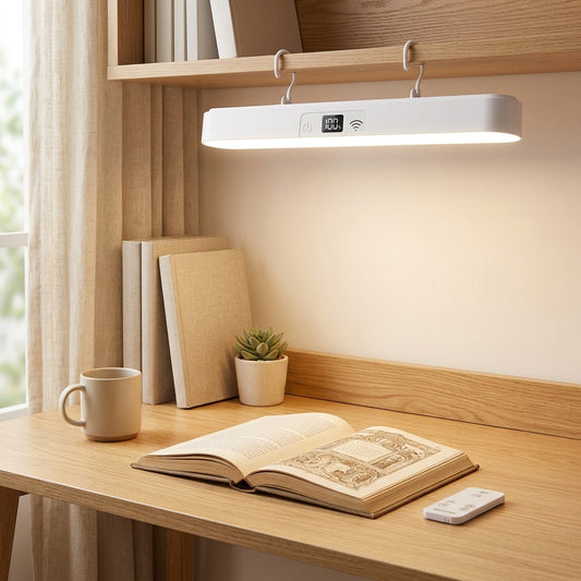 Glowshift™ Remote Control LED Desk Lamp in a calm home setting
