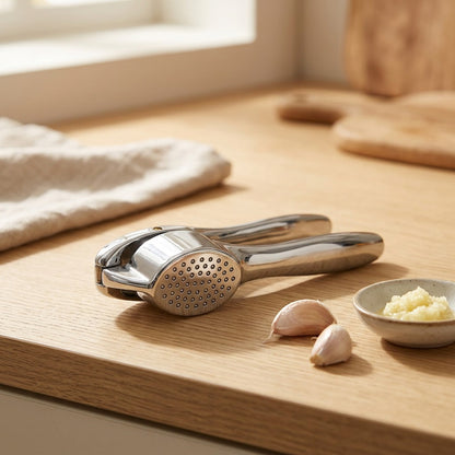 Zincclove™ Zinc Alloy Garlic Press, styled close view
