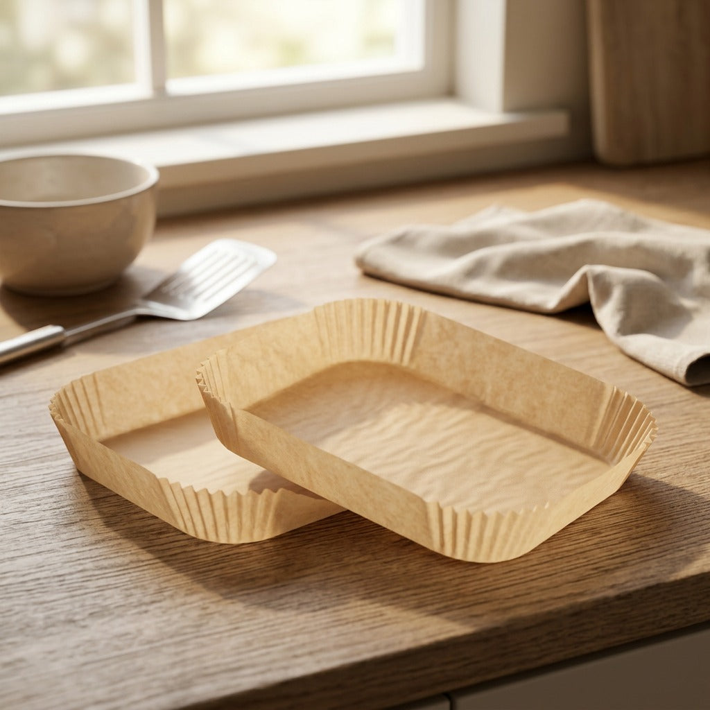 Panfit™ Rectangular Air Fryer Paper Liners, styled close view