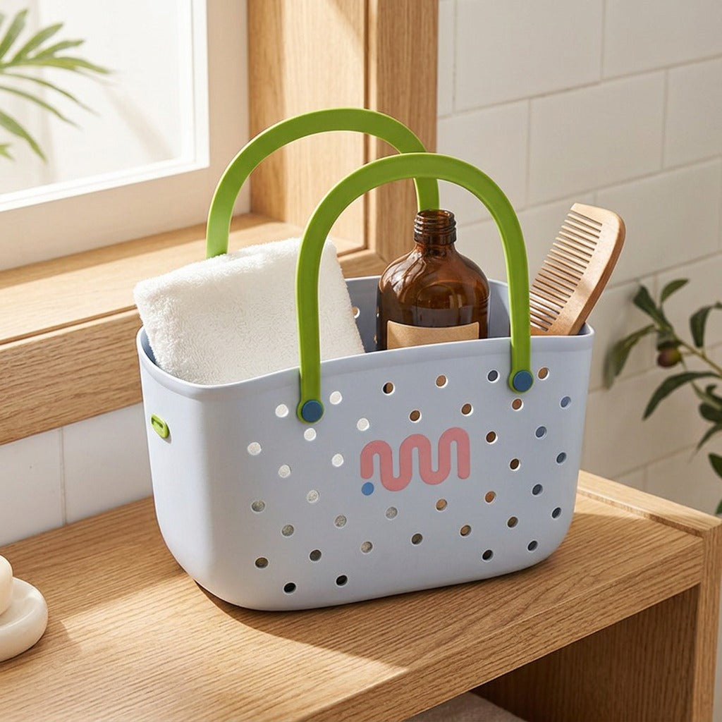 Bathwoven™ PP Bath Storage Basket, styled close view