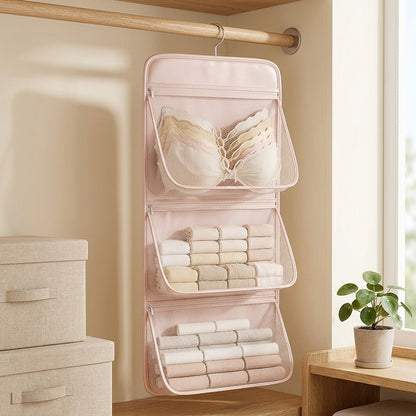 Meshstash™ Mesh Hanging Storage Bag in a calm home setting