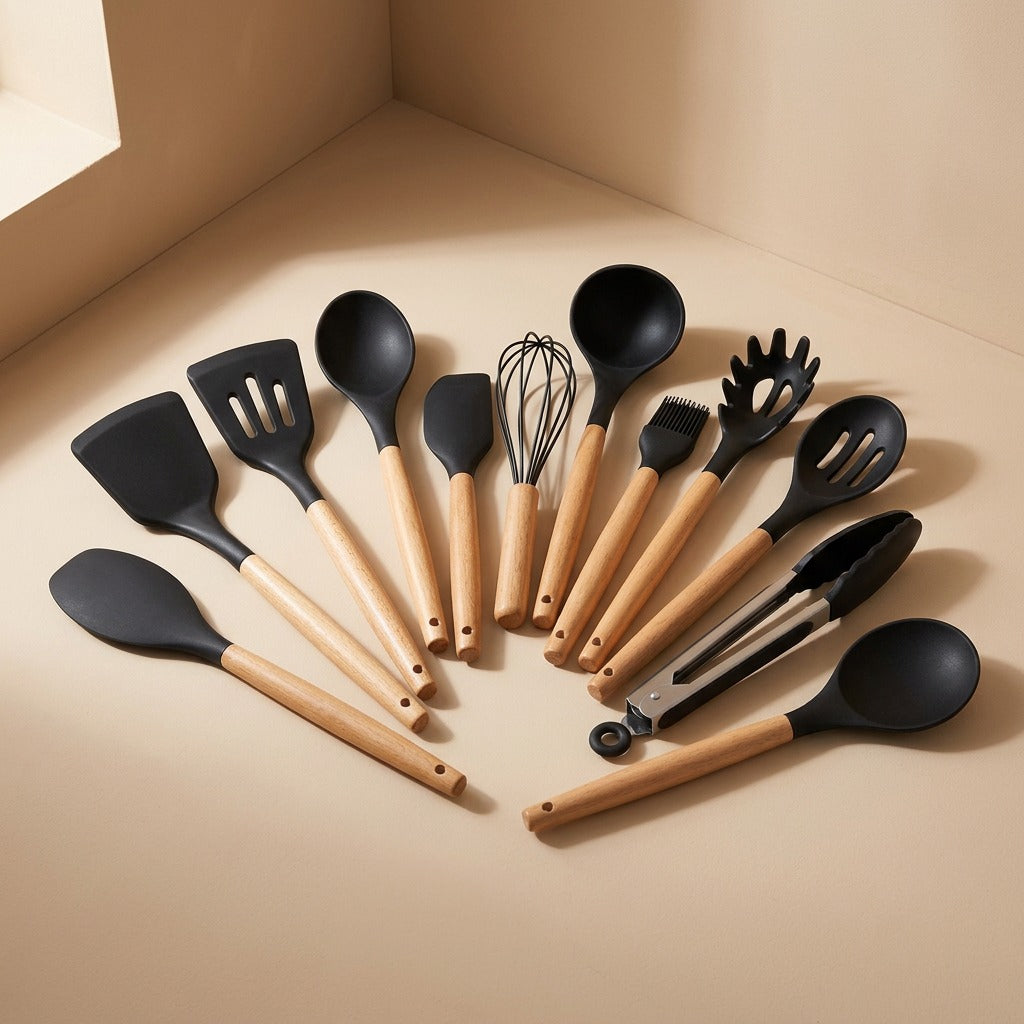 Woodswirl™ Silicone Spatula Set With Wooden Handles