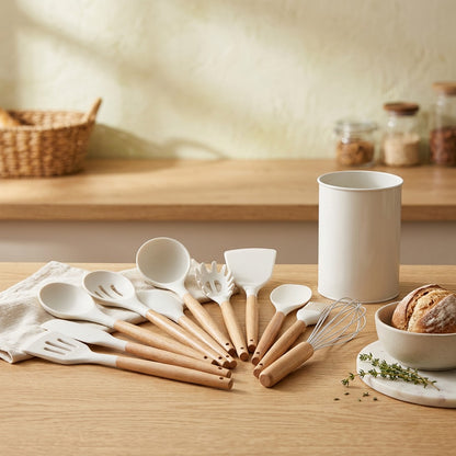 Woodswirl™ Silicone Spatula Set With Wooden Handles, styled close view